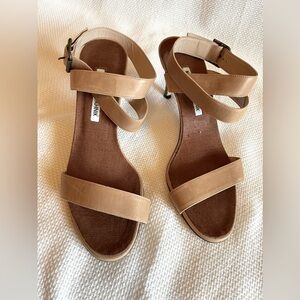 Manolo Blahnik nude ankle strap sandals